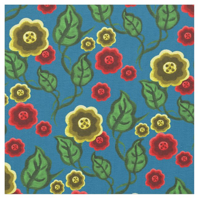 Tecido Flores Douradas/vermelhas/folhas verdes/Folha foli (Detalhe)