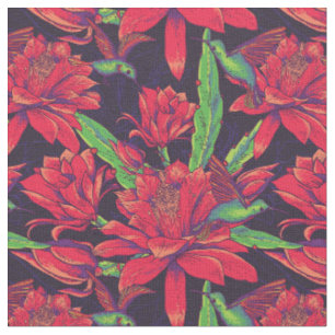 Tecido Flores e colibris