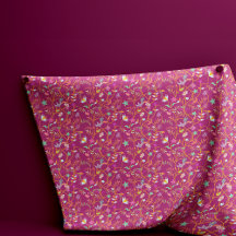Flores e Pássaros de Boho Vermelho de Framboesa