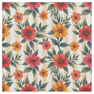 Tecido Flores em Cores Sunset e Stripes de Tan