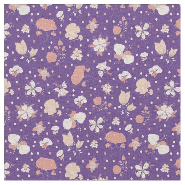 Tecido Flores Esboçadas em Roxo Escuro (Detalhe)