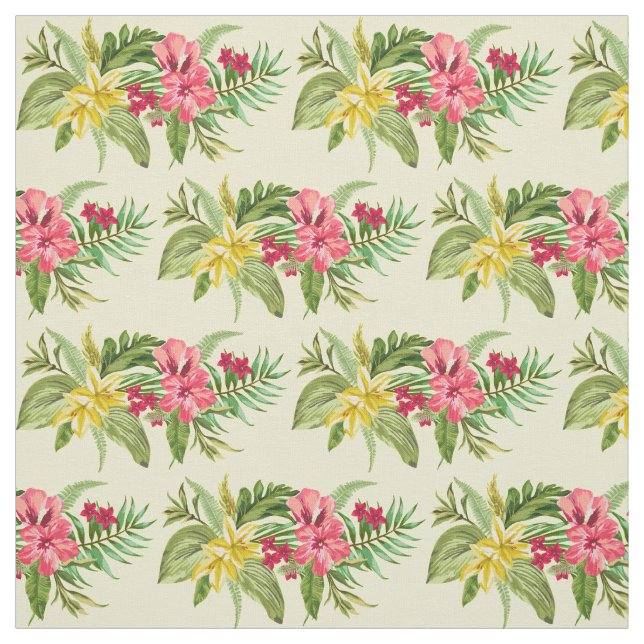 Tecido Flores Exóticas Rosa E Amarelo (Modelo)