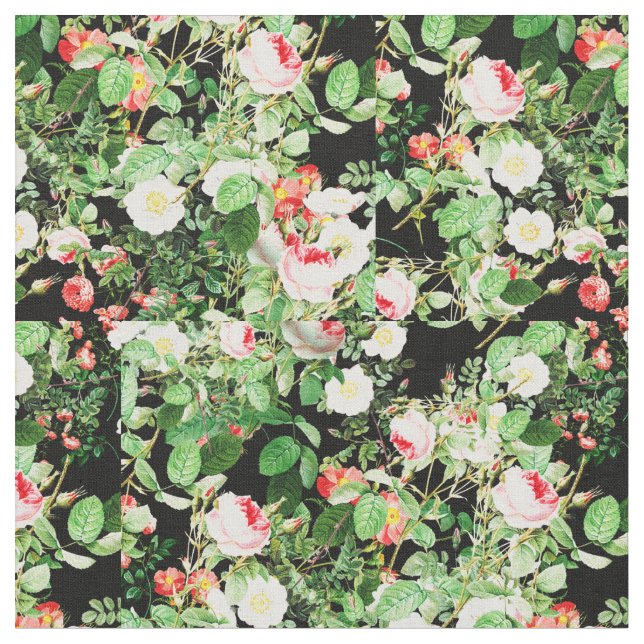 Tecido Flores Impressão, cor-de-rosa e brancas, com Rosa  (Detalhe)