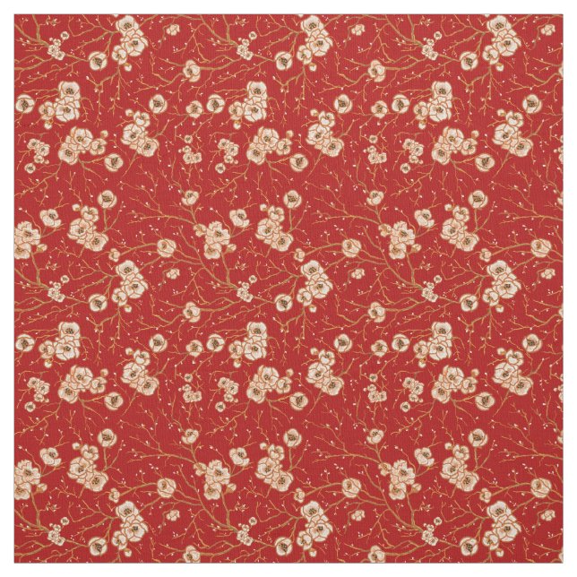 Tecido Flores pequenas no teste padrão vermelho (Modelo)