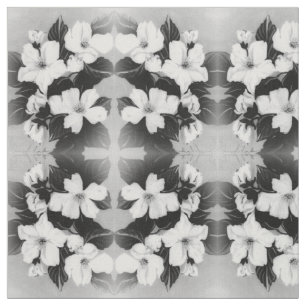 Tecido Flores Pretas e Brancas