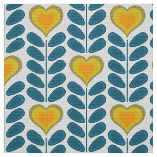 Tecido Flores retro cardíacas dos anos 60 70 v2