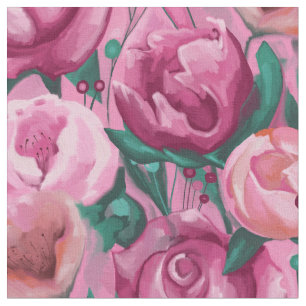 Tecido Flores Rosa