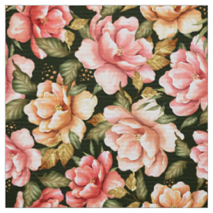 Tecido Flores rosa e amarelas. Padrão romântico