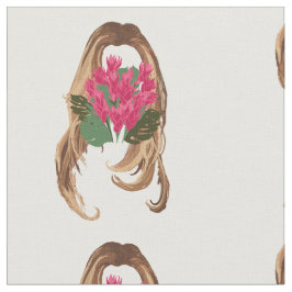 Tecido Flores rosa e face feminina