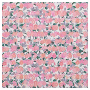 Tecido Flores rosa sobre fundo de folhas prateadas