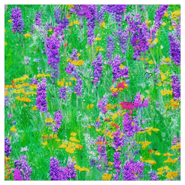 Tecido Flores selvagens de verão num campo verde (Modelo)