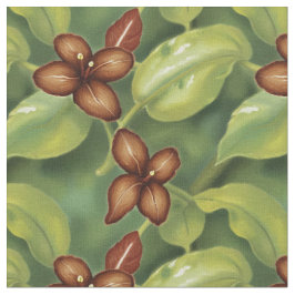 Tecido Flores tropicais castanhas