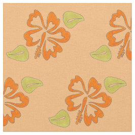 Tecido Flores Tropicais do Hibiscus Hawaiian Laranja