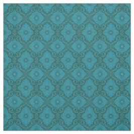 Tecido "Flores turquesas" padrão arabesco floral