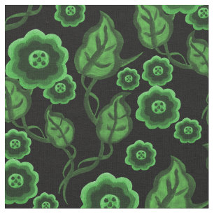 Tecido Flores verdes/folhas verdes/Folk art floral 2 pret