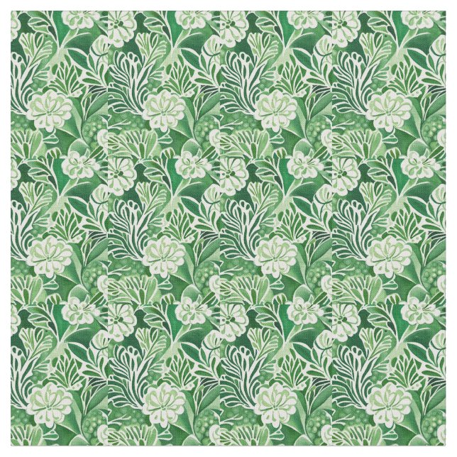 Tecido Flores verdes, padrão de design vintage  (Detalhe)