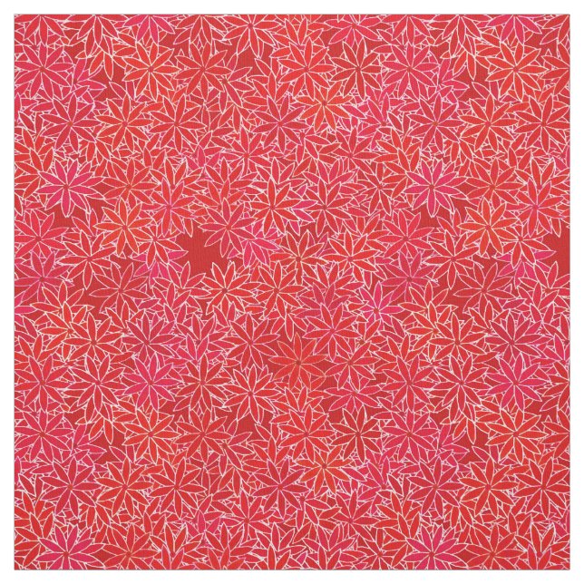 Tecido Flores vermelhas e corais, fundo vermelho-escuro (Modelo)