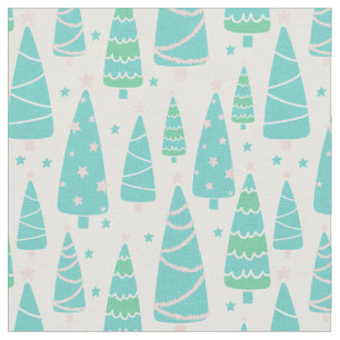 Tecido Floresta de Árvore de Natal Pastel