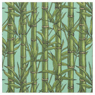 Tecido Floresta de bambu em azul claro
