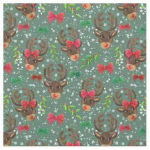 Tecido Floresta de Reindeer de Natal Verde