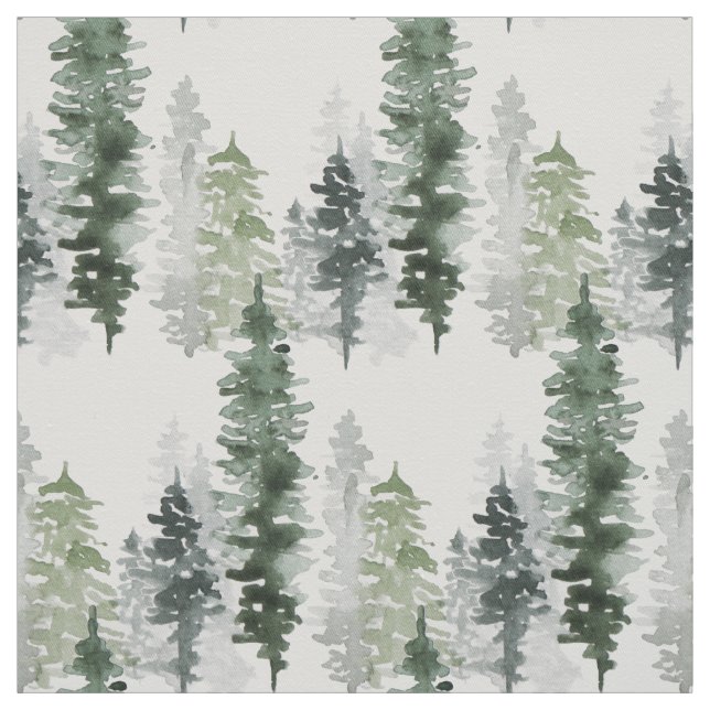 Tecido Floresta Inversa De Árvores De Aquarela (Modelo)