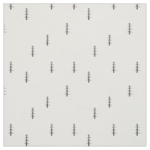 Tecido Floresta Minimalista em Branco