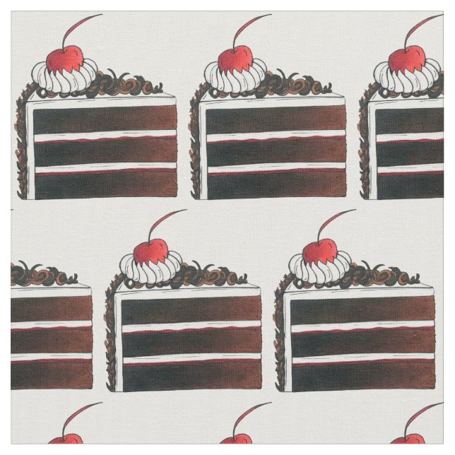 Tecido Floresta Negra Alemã Gâteau Slice Slice Dessert (Detalhe)