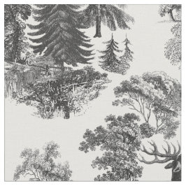Tecido Floresta Negra Branca de Torre Elegante Vintage