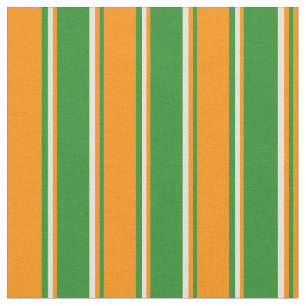 Tecido Floresta Verde, Laranja Escuro e Faixa bege