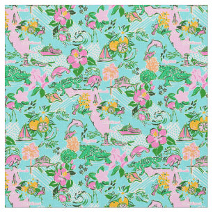 Tecido Flórida Map Preppy Palm Beach Pattern Impressão