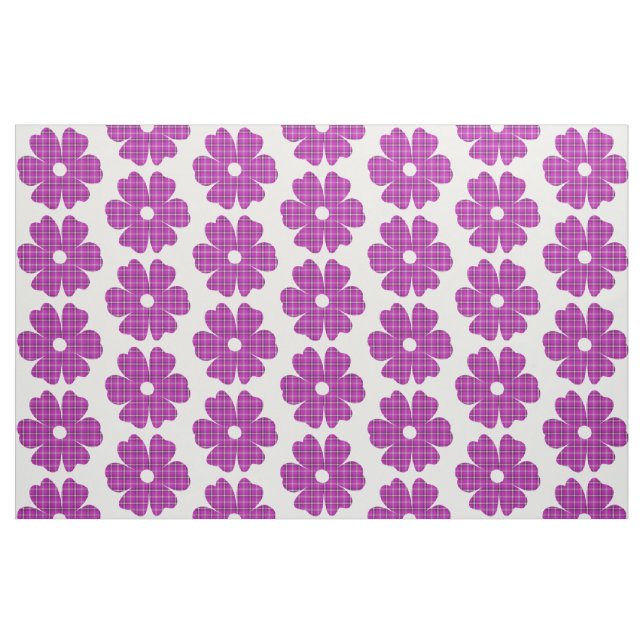 Tecido Flower Shape Plaid Pink Purple (Fat Quarter)