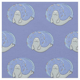 Tecido Foca-branca e ilustração de desenho animado de azu