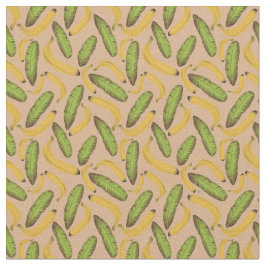 Tecido Folha de Banana Bege Tropical Padrão