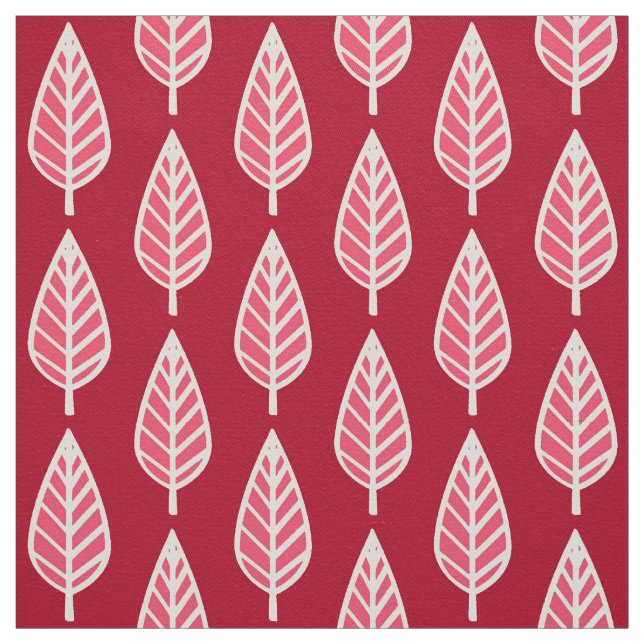 Tecido Folha de faia - Vermelho-rubi e creme (Modelo)