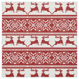 Tecido Folha de Natal Vermelha Escandinava