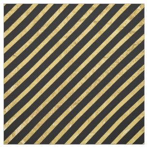 Tecido Folha de ouro e teste padrão diagonal preto das