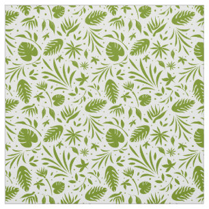 Tecido Folha de Palmeira Tropical Verde e Branca