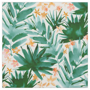 Tecido FOLHA SEJA palmas tropicais da aguarela
