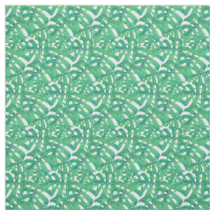Tecido Folha tropical monstera verde padrão branco b