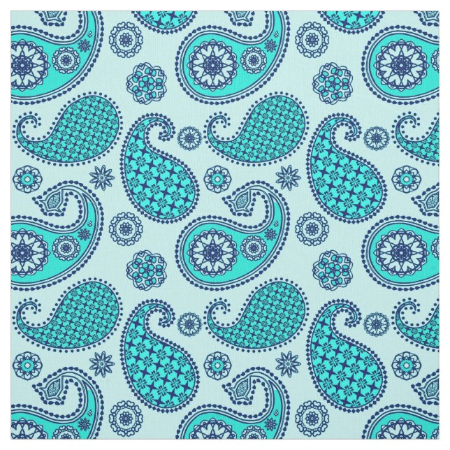 Tecido Folha, turquesa, aqua e marinho (Modelo)