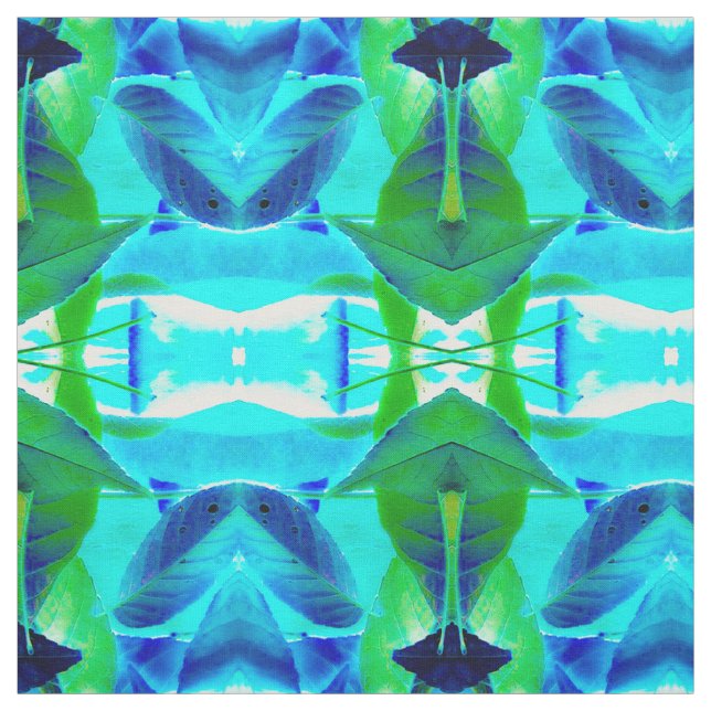 Tecido Folhas Aqua Azul (Modelo)
