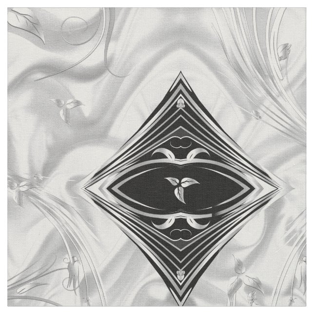 Tecido Folhas brancas/ensiladas Elegantes de seda e abstr (Detalhe)