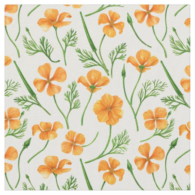 Tecido Folhas da Califórnia, flores no verão, verdinho (Detalhe)