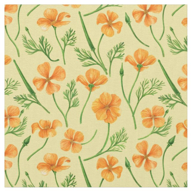 Tecido Folhas da Califórnia, flores no verão, verdinho (Detalhe)