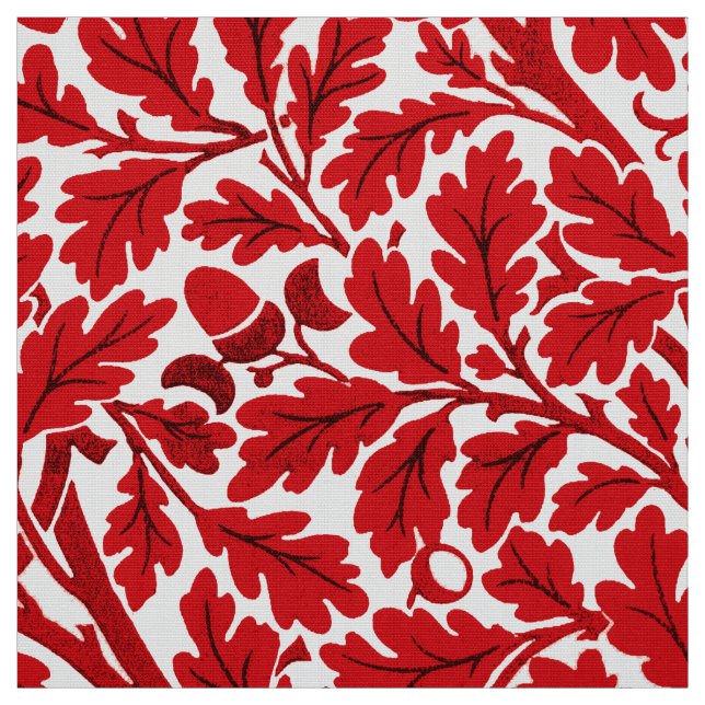 Tecido Folhas de Carvalho William Morris, Vermelho Escuro (Modelo)