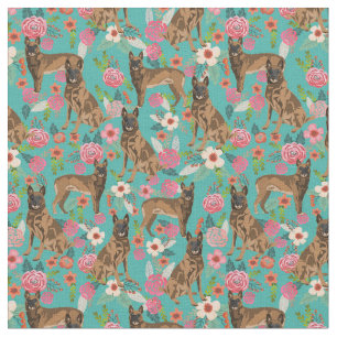 Tecido Folhas de flores do Malinois belga