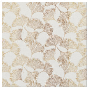 Tecido Folhas de Gingko douradas em papel de parede toile