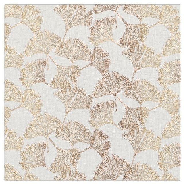 Tecido Folhas de Gingko douradas em papel de parede toile (Detalhe)