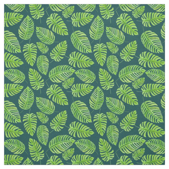 Tecido Folhas de Monstera, padrão de aquarela tropical (Modelo)