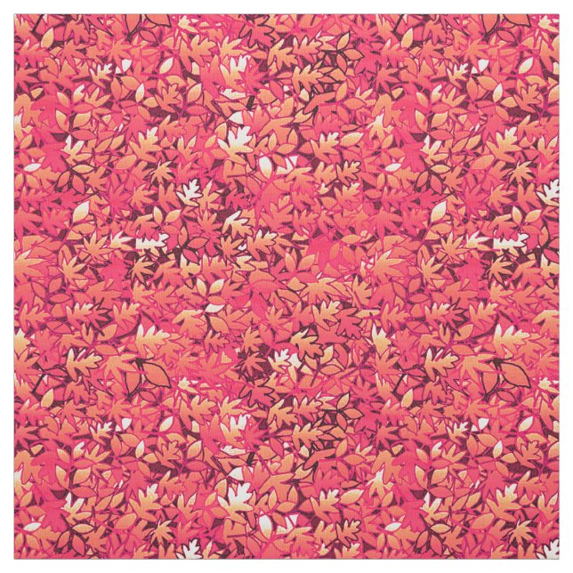 Tecido Folhas de outono, tons de vermelho e laranja (Modelo)